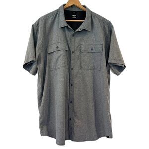 Prana Lost Sol Men's Shirt Short Sleeves Button Front Blue-Grey XXL Outdoors